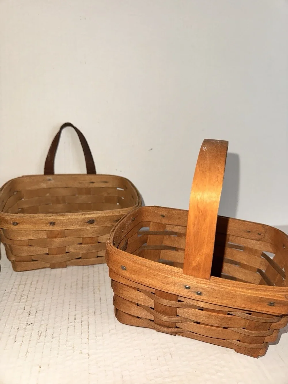 Vintage Longaberger Basket Lot of 3 Signed 1985 Handwoven Dresden Ohio USA